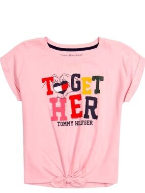 TOMMY HILFIGER Big Girls Together Tie-Front T-shirt Pink Med M Size 8/10
